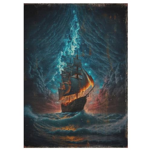 Puzzles Für Erwachsene, Puzzle Pirat Ship, 300 Teile, Puzzle Aus Holz Für Erwachsene Und Kinder Ab 12 Jahren, Lernspielzeug （42×30cm） von GGJJTT