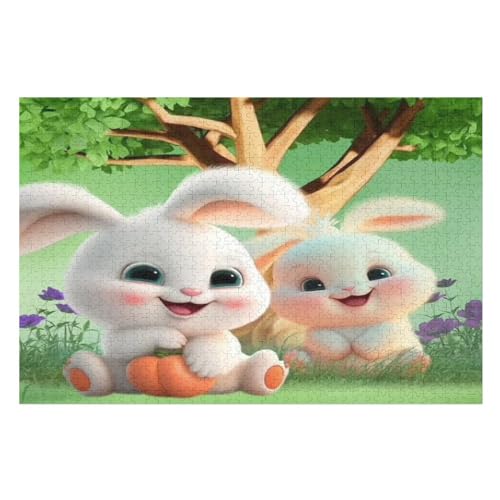 Puzzles Für Erwachsene, Puzzle süßes Kaninchen, 1000 Teile, Puzzle Aus Holz Für Erwachsene Und Kinder Ab 12 Jahren, Lernspielzeug 78×53cm von GGJJTT