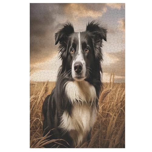 Puzzles Für Erwachsene 1000 Teiliges Border Collie Puzzles Für Erwachsene Holzbrettpuzzles Denksportaufgaben Für Erwachsene （78×53cm） von GGJJTT