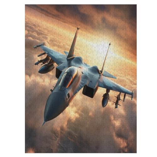 Puzzles Für Erwachsene 500 Teiliges Flugzeugjäger Puzzles Für Erwachsene Holzbrettpuzzles Denksportaufgaben Für Erwachsene （55×41cm） von GGJJTT