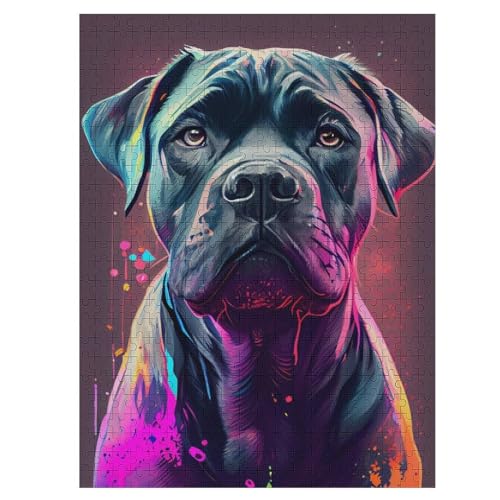 Puzzles Für Erwachsene Und Kinder, Cane Corso bunt -Puzzle, 500 Teile, Kreative Holzpuzzles, Puzzles Für Erwachsene, Geschenke （55×41cm） von GGJJTT