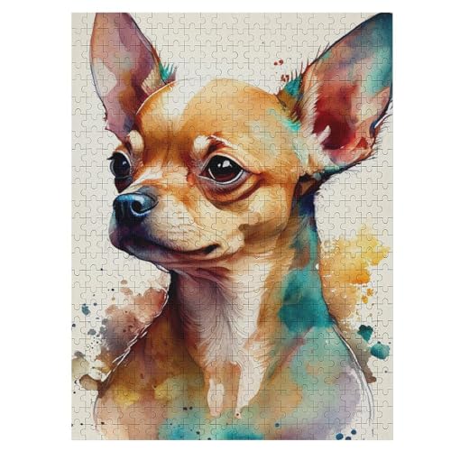 Puzzles Für Erwachsene Und Kinder, Chihuahua -Puzzle, 500 Teile, Kreative Holzpuzzles, Puzzles Für Erwachsene, Geschenke （55×41cm） von GGJJTT