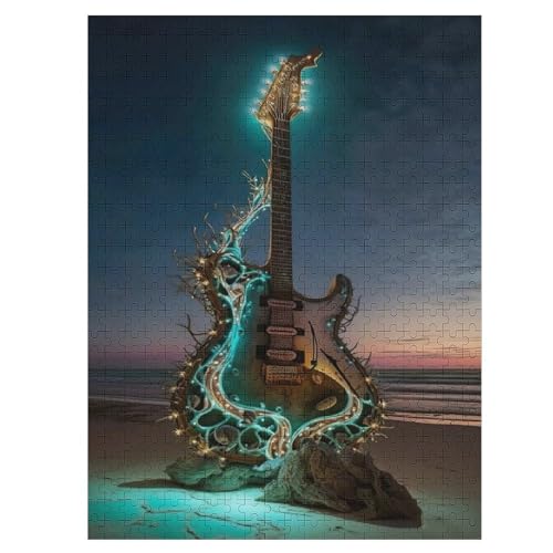 Puzzles Für Erwachsene Und Kinder, Gitarren -Puzzle, 500 Teile, Kreative Holzpuzzles, Puzzles Für Erwachsene, Geschenke （55×41cm） von GGJJTT