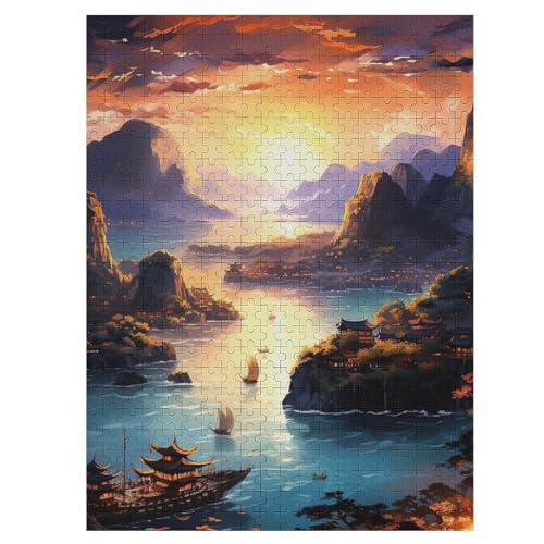 Puzzles Für Erwachsene Und Kinder, Halong-Bucht, Vietnam -Puzzle, 500 Teile, Kreative Holzpuzzles, Puzzles Für Erwachsene, Geschenke （55×41cm） von GGJJTT