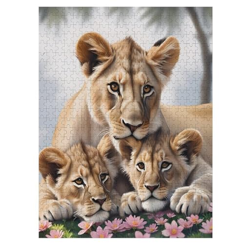 Puzzles Für Erwachsene Und Kinder, Löwe -Puzzle, 500 Teile, Kreative Holzpuzzles, Puzzles Für Erwachsene, Geschenke （55×41cm） von GGJJTT