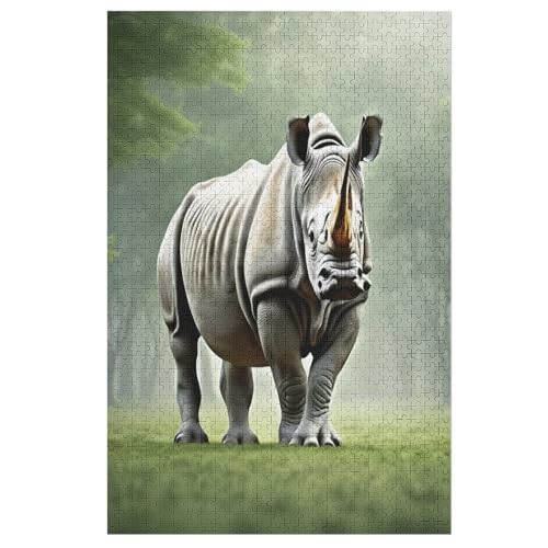 Puzzles Für Erwachsene Und Kinder, Nashorn -Puzzle, 1000 Teile, Kreative Holzpuzzles,Für Erwaschsene, Geschenke 78×53cm von GGJJTT