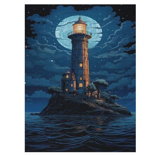 Puzzles Für Erwachsene: Leuchtturm, 500-teiliges Holzpuzzle Für Erwachsene Und Kinder Ab 12 Jahren. Tolles Geschenk Für Erwachsene （55×41cm） von GGJJTT