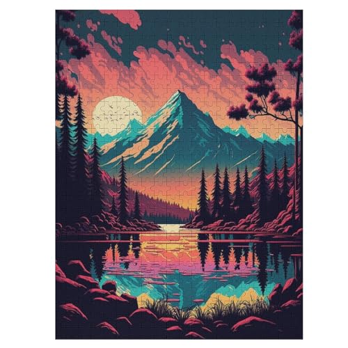 Puzzles Für Erwachsene: Mount Fuji, Japan, 500-teiliges Holzpuzzle Für Erwachsene Und Kinder Ab 12 Jahren. Tolles Geschenk Für Erwachsene （55×41cm） von GGJJTT