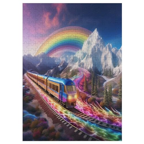 Regenbogenzug-Puzzlespiel Aus Holz, 300 Puzzleteile, Kreatives Puzzle Für Teenager Und Erwachsene, Kreatives Spielzeug, Puzzles, （42×30cm） von GGJJTT