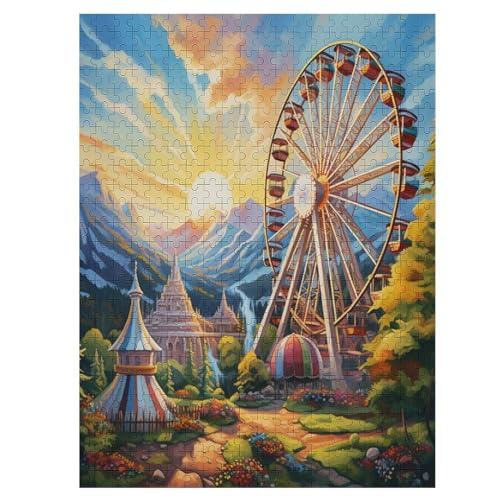 Riesenrad Holzpuzzle 500 Teile,Puzzles Für Erwachsene, Impossible Puzzle, Geschicklichkeitsspiel Für Die Ganze Familie,Home Dekoration Puzzle, Puzzle Kinder Legespiel （55×41cm） von GGJJTT