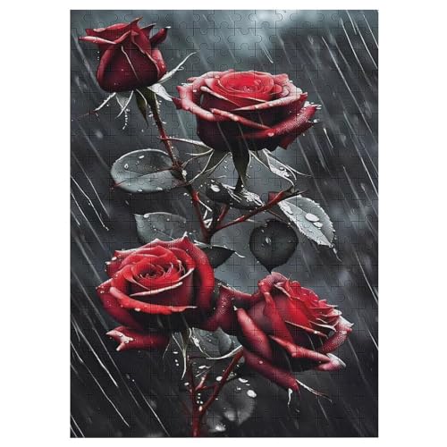 Rose 300 Teile Puzzle, Holzpuzzle, Puzzles Für Erwachsene Kinder, 300 Teile Puzzle Für Jugendliche & Erwachsene Lernspiel Herausforderungsspielzeug （42×30cm） von GGJJTT