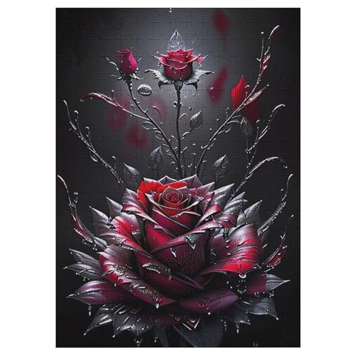 Rose Holzpuzzle 300 Teile, Knobelspiele Für Erwachsene, Teenager, Puzzles Unmögliche - Kinder Puzzle Zimmer Deko （42×30cm） von GGJJTT