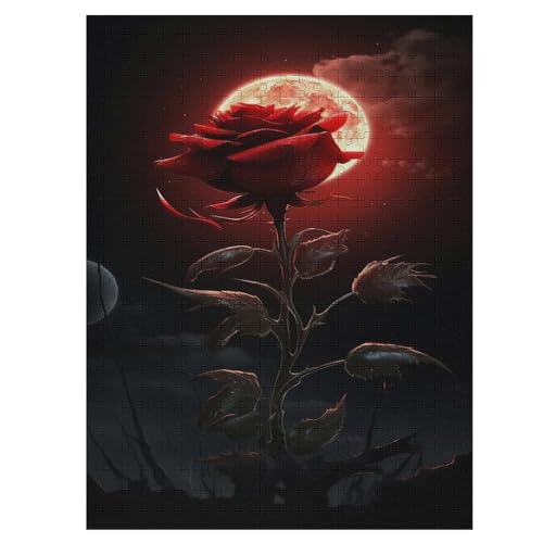 Rose Holzpuzzle 500 Teile,Puzzles Für Erwachsene, Impossible Puzzle, Geschicklichkeitsspiel Für Die Ganze Familie,Home Dekoration Puzzle, Puzzle Kinder Legespiel （55×41cm） von GGJJTT