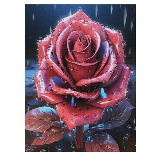 Rose Holzpuzzle Erwachsene - 500 Teiliges Jigsaw Knobelspiel - Puzzle Für Erwachsene & Kinder - Outdoor & Reisespielzeug - Geduldspiel （55×41cm） von GGJJTT