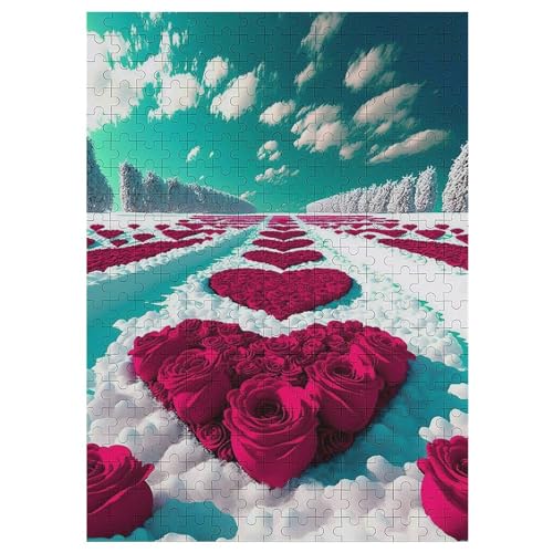 Rose -Puzzle, 300 Teile,Holzpuzzle Für Erwachsene Kinder, Lustiges Spielzeug, Denkspiel, Spielzeug, Bildungsspiel, Herausforderung, Pädagogisch, （42×30cm） von GGJJTT