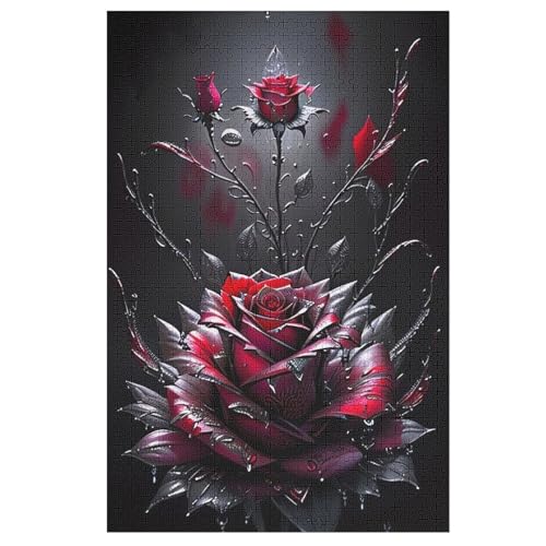 Rose Puzzle 1000 Teile, Holzpuzzle Für Erwachsene, Impossible Puzzle, Geschicklichkeitsspiel Für Die Ganze Familie, Puzzle Farbenfrohes Legespiel Kinder Puzzles （78×53cm） von GGJJTT