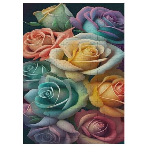 Rose – Puzzle 300 Teile, Holzpuzzle, Herausforderndes Geschicklichkeitsspiel Für Die Ganze Familie, Kinder Erwachsenenpuzzle Ab 12 Jahren （42×30cm） von GGJJTT