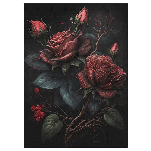 Rose Puzzle 300 Teile, Holzpuzzle Für Erwachsene, Impossible Puzzle, Geschicklichkeitsspiel Für Die Ganze Familie, Puzzle Farbenfrohes Legespiel Kinder Puzzles （42×30cm） von GGJJTT