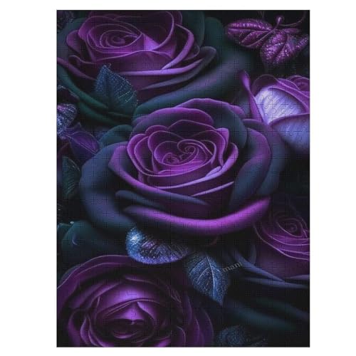 Rose Puzzle Für Erwachsene,500-teiliges Puzzle,Puzzle Für Erwachsene Und Kinder,Holzpuzzle,Lernspielzeug, （55×41cm） von GGJJTT