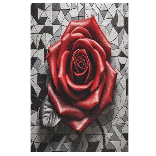 Rose Puzzles 1000 Teile Erwachsener Kniffel Spaß Für Die Ganze Familie, Holzpuzzle Kinder Erwachsene, Impossible Puzzle Schwer 78×53cm von GGJJTT