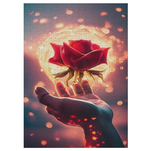 Rose Puzzles 300 Teile Erwachsener Kniffel Spaß Für Die Ganze Familie - 300 Puzzleteilige Motive, Holzpuzzle Kinder Erwachsene, Impossible Puzzle Schwer （42×30cm） von GGJJTT