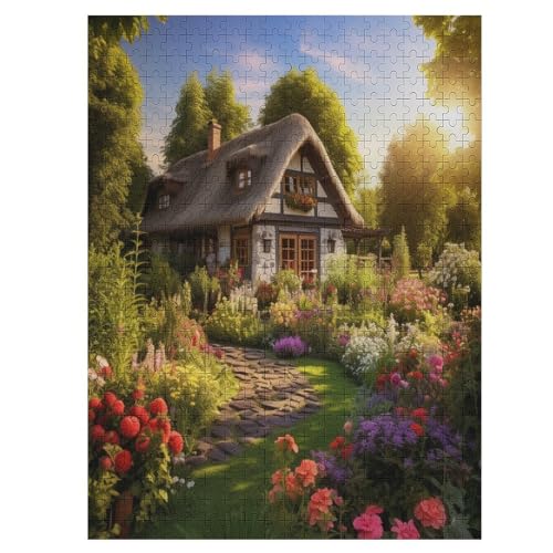 Rustikales Häuschen Holzpuzzle Erwachsene - 500 Teiliges Jigsaw Knobelspiel - Puzzle Für Erwachsene & Kinder - Outdoor & Reisespielzeug - Geduldspiel （55×41cm） von GGJJTT