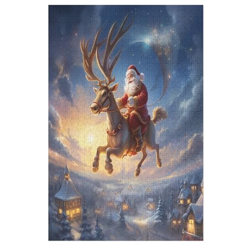 SAmeisea Claus Puzzles Für Erwachsene, 1000-teiliges Holzpuzzle, Geeignet Für Kinder Ab 12 Jahren, Die Pädagogische Puzzle Lernen 78×53cm von GGJJTT