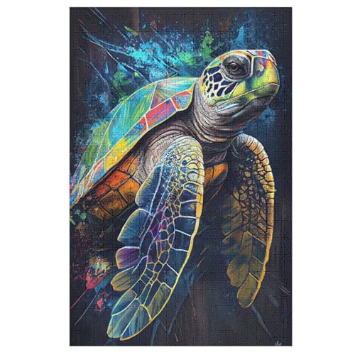 Schildkröte -Puzzle, 1000 Teile,Holzpuzzle Für Erwachsene Kinder, Lustiges Spielzeug, Denkspiel, Spielzeug, Bildungsspiel, Herausforderung, Pädagogisch, （78×53cm） von GGJJTT