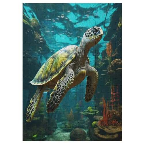 Schildkröte -Puzzle, 300 Teile,Holzpuzzle Für Erwachsene Kinder, Lustiges Spielzeug, Denkspiel, Spielzeug, Bildungsspiel, Herausforderung, Pädagogisch, （42×30cm） von GGJJTT