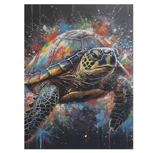 Schildkröte -Puzzle, 500 Teile,Holzpuzzle Für Erwachsene Kinder, Lustiges Spielzeug, Denkspiel, Spielzeug, Bildungsspiel, Herausforderung, Pädagogisch, （55×41cm） von GGJJTT