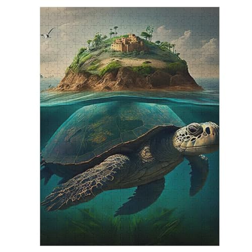 Schildkröte Puzzle 500 Teile, Holzpuzzle Für Erwachsene, Impossible Puzzle, Geschicklichkeitsspiel Für Die Ganze Familie, Puzzle Farbenfrohes Legespiel Kinder Puzzles （55×41cm） von GGJJTT