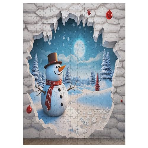 Schneemann Pattern Holzpuzzle 300 Teile Klassische Puzzles Erwachsene Kinder Puzzle DIY Kit Holzspielzeug Einzigartiges Geschenk Moderne Wohnkultur （42×30cm） von GGJJTT