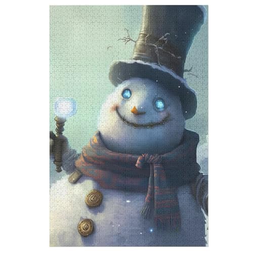 Schneemann Puzzles 1000 Teile Erwachsener Kniffel Spaß Für Die Ganze Familie, Holzpuzzle Kinder Erwachsene, Impossible Puzzle Schwer 78×53cm von GGJJTT