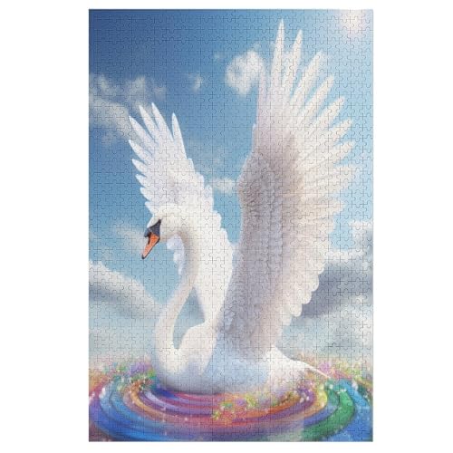 Schwan -Puzzle, 1000 Teile,Holzpuzzle Für Erwachsene Kinder, Lustiges Spielzeug, Denkspiel, Spielzeug, Bildungsspiel, Herausforderung, Pädagogisch, （78×53cm） von GGJJTT