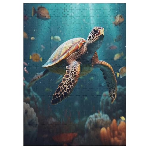 Sea Schildkrötes Puzzles 300 Teile Erwachsener Kniffel Spaß Für Die Ganze Familie - 300 Puzzleteilige Motive, Holzpuzzle Kinder Erwachsene, Impossible Puzzle Schwer （42×30cm） von GGJJTT