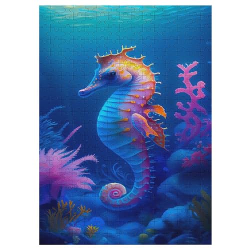 SeaPferd Puzzle 300 Teile,Puzzles Für Erwachsene, Impossible Puzzle, Geschicklichkeitsspiel Für Die Ganze Familie, Puzzle Kinder,Holzpuzzle-Geschenk,Raumdekoration, （42×30cm） von GGJJTT