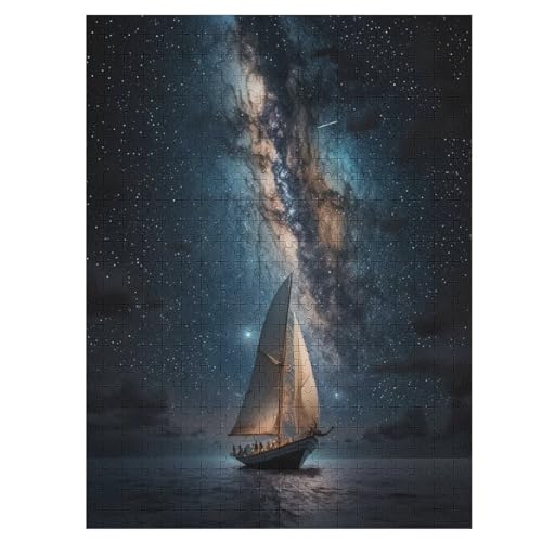 Segelboot Milchstraße Holzpuzzle 500 Teile,Puzzles Für Erwachsene, Impossible Puzzle, Geschicklichkeitsspiel Für Die Ganze Familie,Home Dekoration Puzzle, Puzzle Kinder Legespiel （55×41cm） von GGJJTT