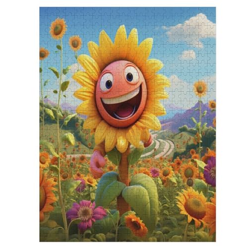 Sonnenblume 500 Teile Puzzle, Holzpuzzle, Puzzles Für Erwachsene Kinder, 500 Teile Puzzle Für Jugendliche & Erwachsene Lernspiel Herausforderungsspielzeug （55×41cm） von GGJJTT