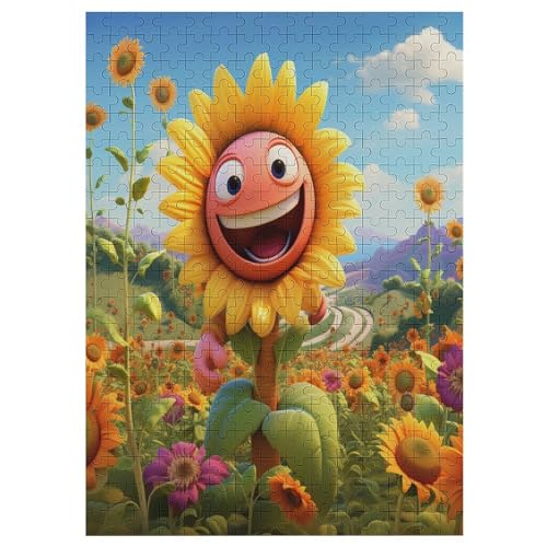 Sonnenblume Holzpuzzle 300 Teile, Knobelspiele Für Erwachsene, Teenager, Puzzles Unmögliche - Kinder Puzzle Zimmer Deko （42×30cm） von GGJJTT