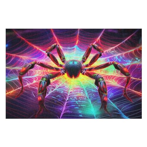 Spinne 1000 Teile Holzpuzzle,einzigartiges Puzzle, Geschenk Für Erwachsene,Familienspiel,Herausforderungsaktivität,78×53cm von GGJJTT