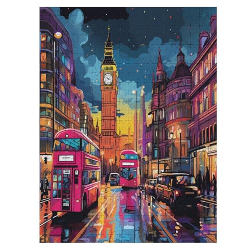 Stadtbild von London-Puzzle Für Erwachsene, 500 Teile, Holzpuzzle, Kinderpuzzle, Dekompressionsspiel, Spielzeugpuzzle （55×41cm） von GGJJTT