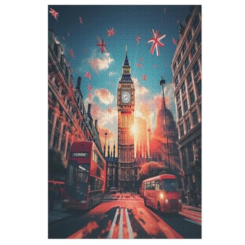 Stadtbild von London Puzzles 1000 Teile Erwachsener Kniffel Spaß Für Die Ganze Familie - 1000 Puzzleteilige Motive, Holzpuzzle Kinder Erwachsene, Impossible Puzzle Schwer （78×53cm） von GGJJTT