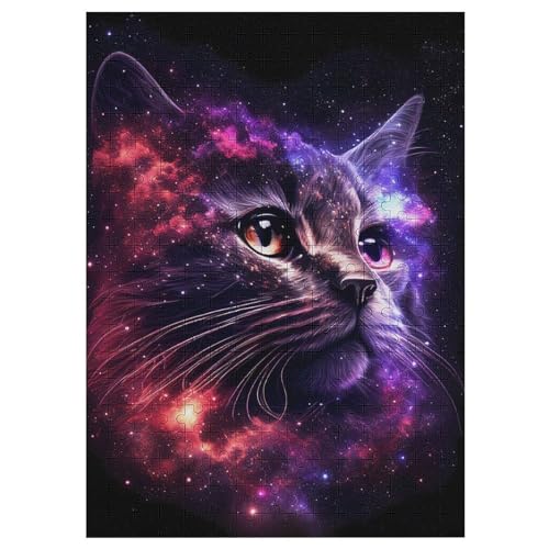 Star Katze -Puzzle, 300 Teile,Holzpuzzle Für Erwachsene Kinder, Lustiges Spielzeug, Denkspiel, Spielzeug, Bildungsspiel, Herausforderung, Pädagogisch, （42×30cm） von GGJJTT