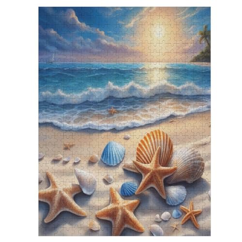 Strand Holzpuzzle Erwachsene - 500 Teiliges Jigsaw Knobelspiel - Puzzle Für Erwachsene & Kinder - Outdoor & Reisespielzeug - Geduldspiel （55×41cm） von GGJJTT