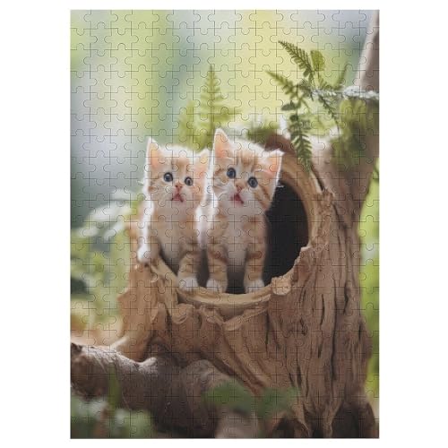 Süße Katze Holzpuzzle 300 Teile, Knobelspiele Für Erwachsene, Teenager, Puzzles Unmögliche - Kinder Puzzle Zimmer Deko （42×30cm） von GGJJTT