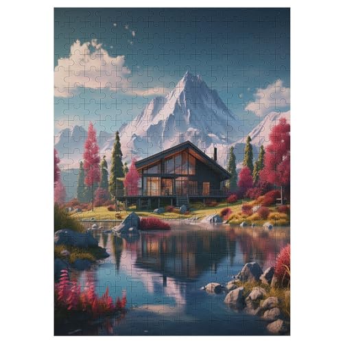 Süße Landschaft 300 Teile Puzzles Für Erwachsene Holzpuzzle Familienpuzzlespiel Stressabbau-Puzzle Für Erwachsene Kinder Ab 12 Jahren （42×30cm） von GGJJTT