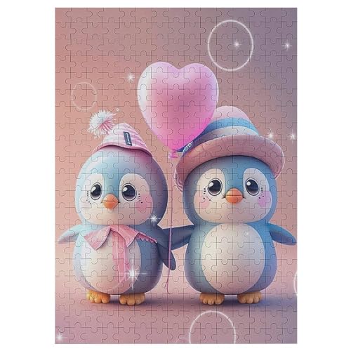 Süßer Pinguin -Puzzle, 300 Teile,Holzpuzzle Für Erwachsene Kinder, Lustiges Spielzeug, Denkspiel, Spielzeug, Bildungsspiel, Herausforderung, Pädagogisch, （42×30cm） von GGJJTT