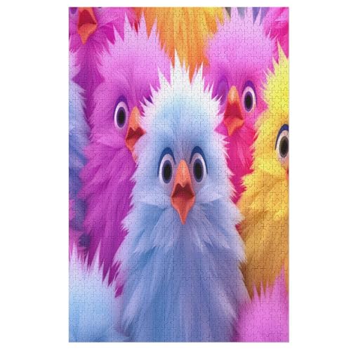 Süßes Huhn Puzzles 1000 Teile Erwachsener Kniffel Spaß Für Die Ganze Familie, Holzpuzzle Kinder Erwachsene, Impossible Puzzle Schwer （78×53cm） von GGJJTT