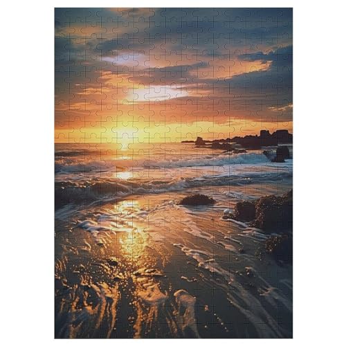 Sunset Puzzles 300 Teile Erwachsener Kniffel Spaß Für Die Ganze Familie - 300 Puzzleteilige Motive, Holzpuzzle Kinder Erwachsene, Impossible Puzzle Schwer （42×30cm） von GGJJTT