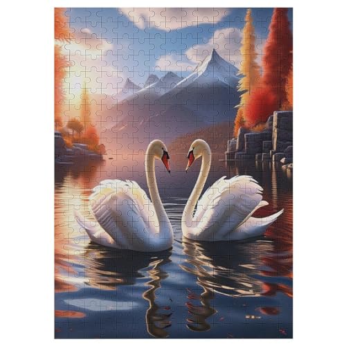 Swan – Puzzle 300 Teile, Holzpuzzle, Herausforderndes GesKükenlichkeitsspiel Für Die Ganze Familie, Kinder Erwachsenenpuzzle Ab 12 Jahren （42×30cm） von GGJJTT